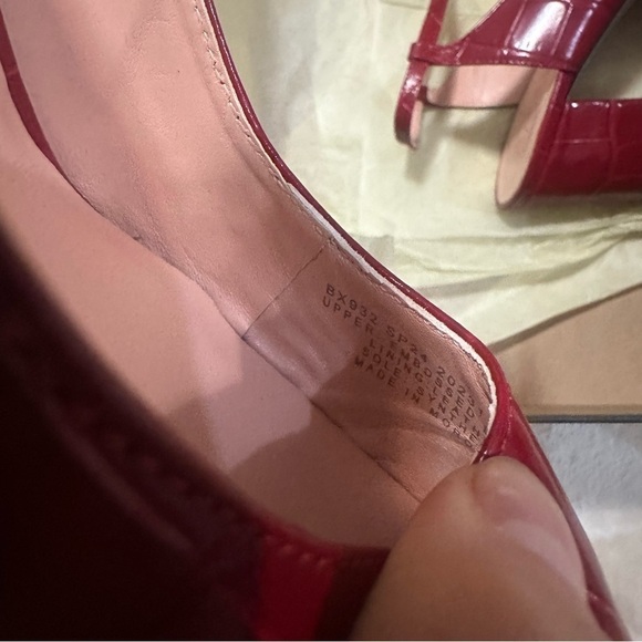 J crew rich scarlet Maisie ankle-strap heels in croc-embossed leather - Picture 6 of 6